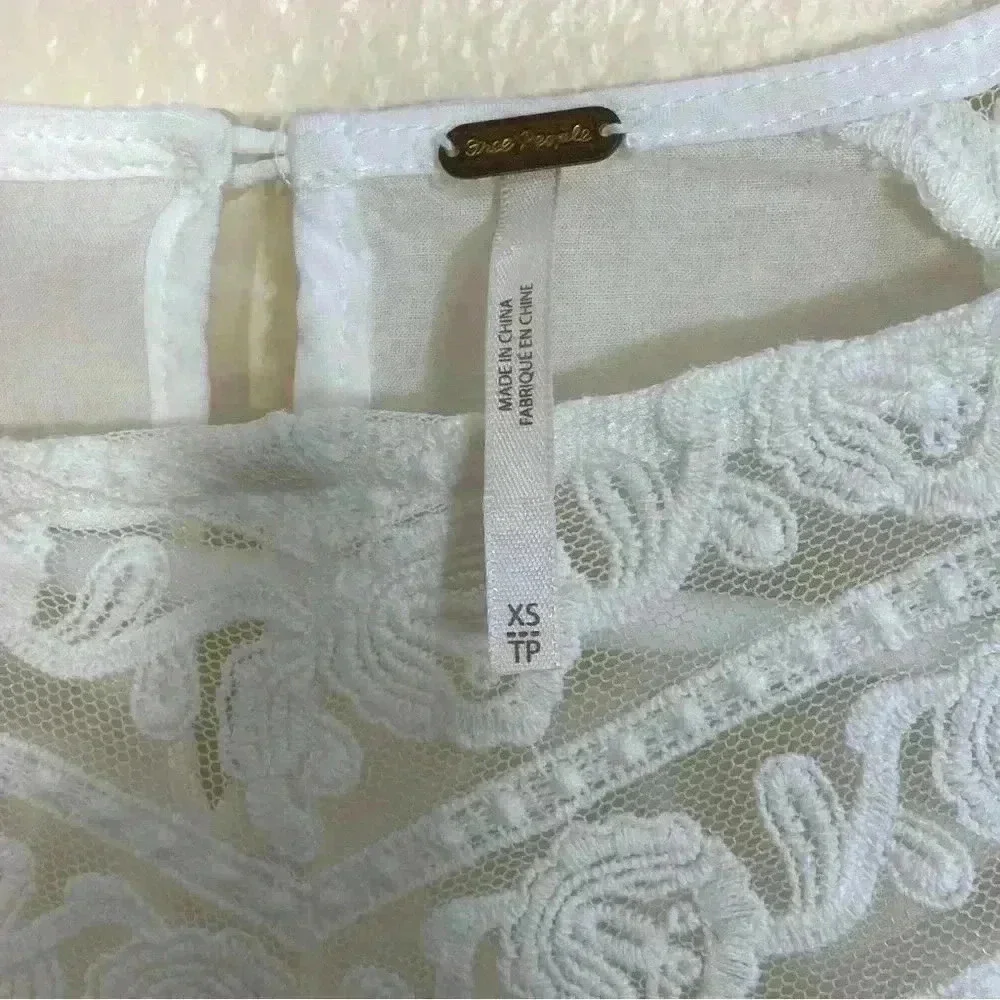Free People Top blouse Free Sweet Mornings Lace Open Back coquette size xsmall